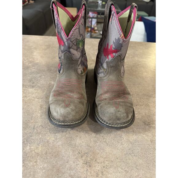 Ariat Fatbaby Women's Sz 7 B Camo Pink Brown Leather Stockman Cowboy Boots - Picture 8 of 9
